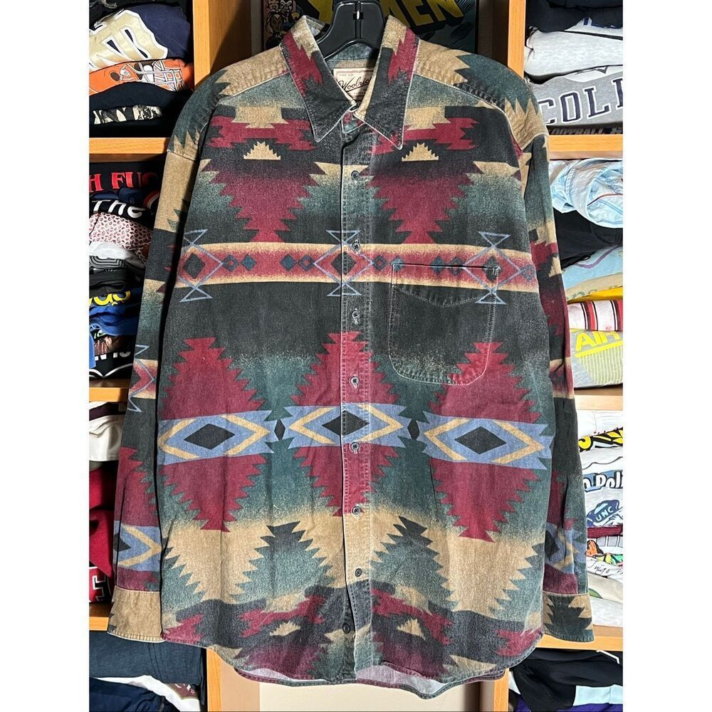 Vintage Woolrich Southwestern Aztec USA Made Flannel  Shirt